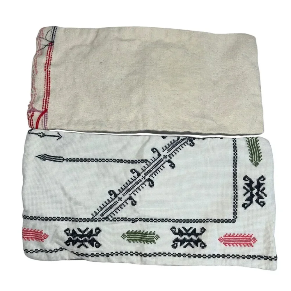 TWO ethnic Turkish print lumbar accent decorative pillows covers 19x9